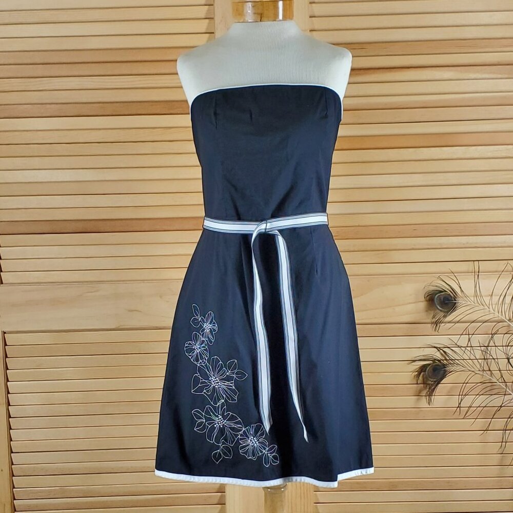 Faith Love Passion embroidered black strapless dress Size 9